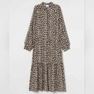 H&M leopard print collar dress size M
